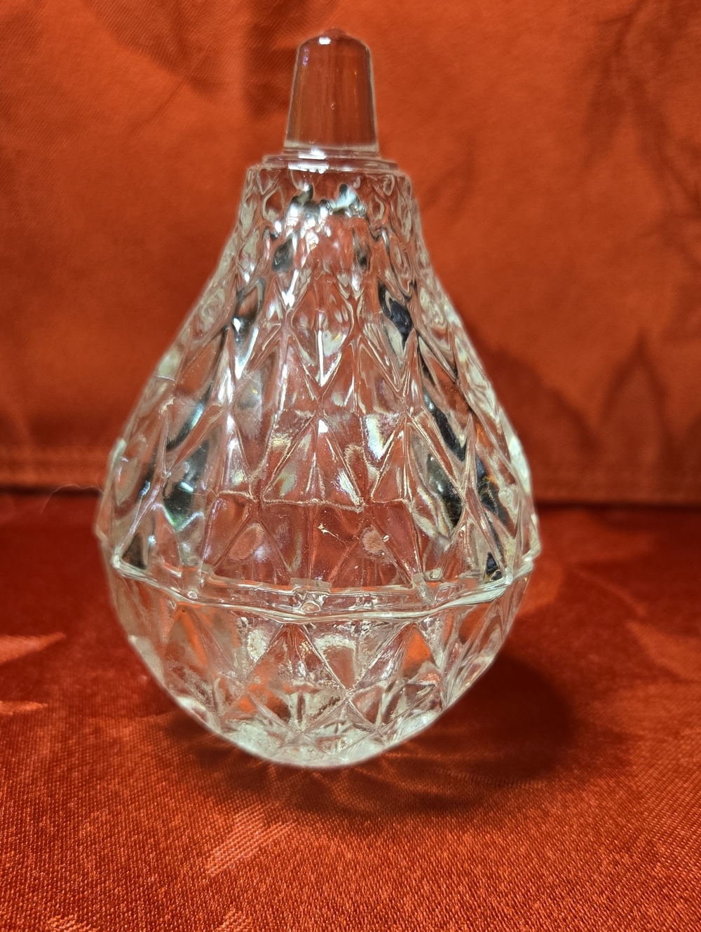 Clear Cut Glass Pear Shaped Trinket Jar with Lid